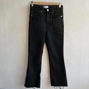 Zara Women's Size 6 Black Distressed Hem Skinny Jeans Grunge High Waisted